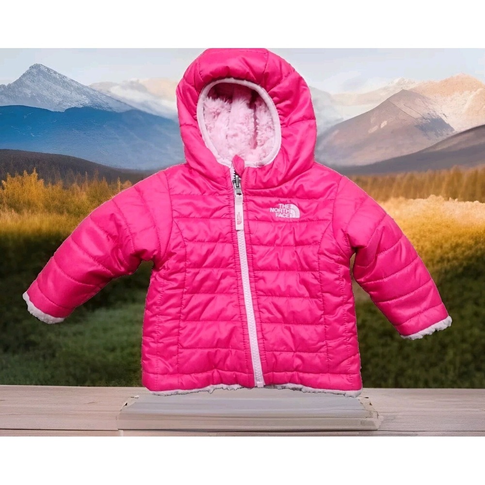 The North Face Reversible Chimborazo Infant 0-3M Pink Excellent Fleece Hood
